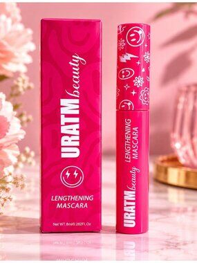 URATM Beauty Lengthening Mascara Pink Tube Long Lash Curl Smudge Proof 8ml